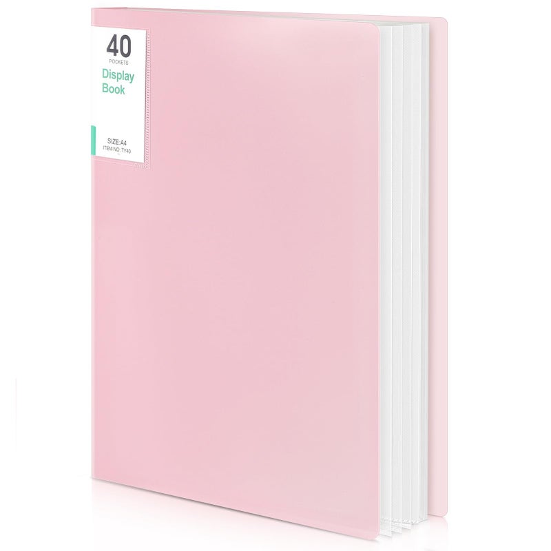 Phyxin Portfolio Binder, 40-Pocket Portfolio Folder 8.5" x 11", Displaying 80 Page Binder with Plastic Sleeves, Plastic Folders for Women & Men, Students, Teachers, Pink - Image 1